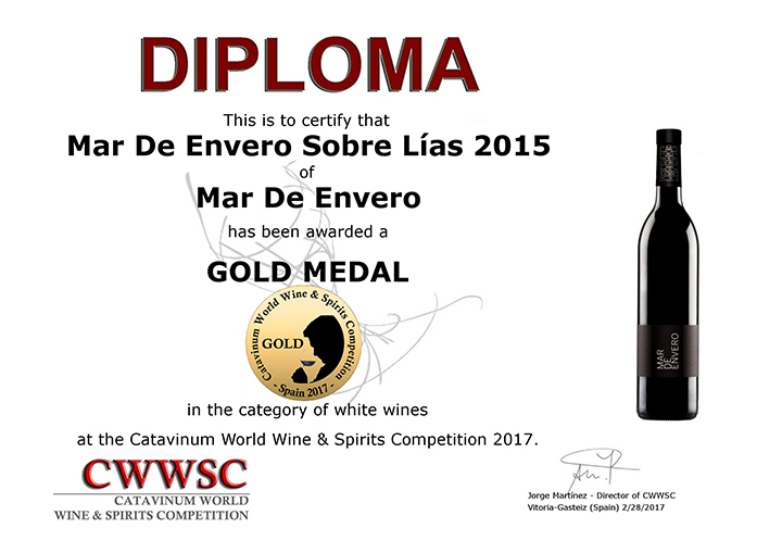 Los albariños Mar de Envero y Troupe, Medallas de Oro en la Catavinum World Wine & Spirit Competition 2017