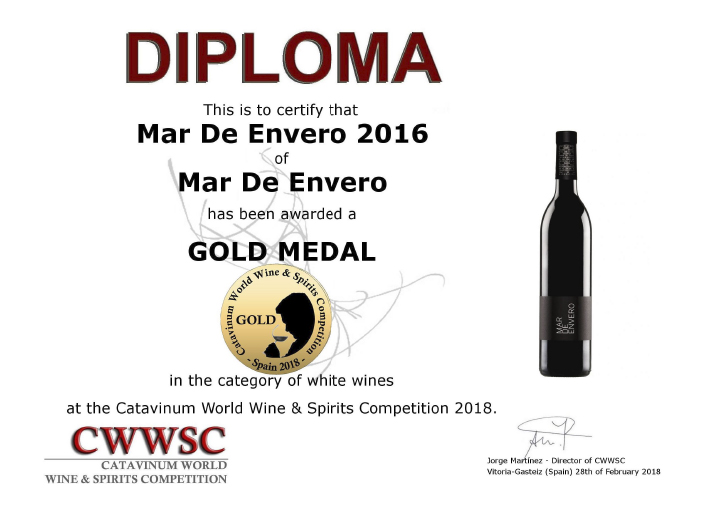 Os albariños Mar de Envero e Troupe, Medallas de Ouro na Catavinum World Wine & Spirit Competition